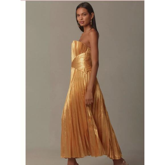 NEW Acler Hatchford Maxi Dress Gold Size 6 US - Picture 3 of 11
